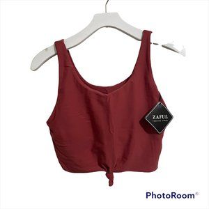 Zaful Women's Rust Front Knot Crop Top